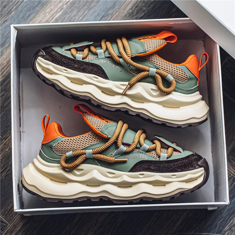 Olive Wave Runner Sneakers - Olive/Orange Men streetwear sneakers