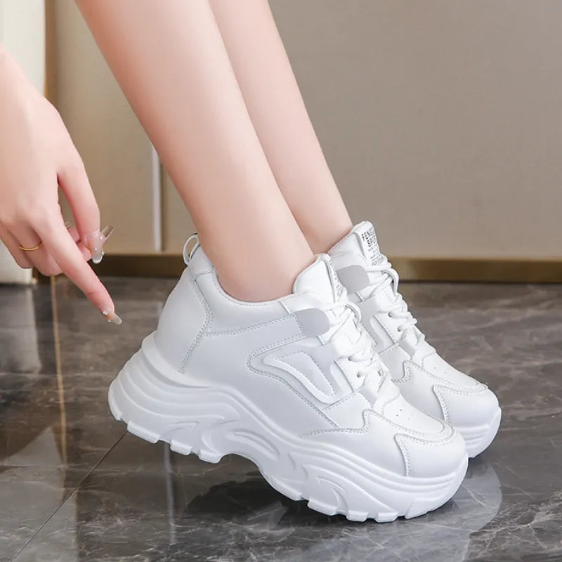 White Luxe Platform Sneakers - White Women streetwear sneakers