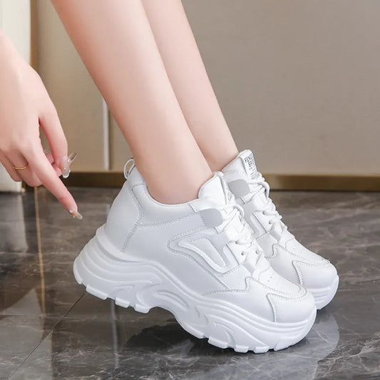 White Luxe Platform Sneakers - White Women streetwear sneakers